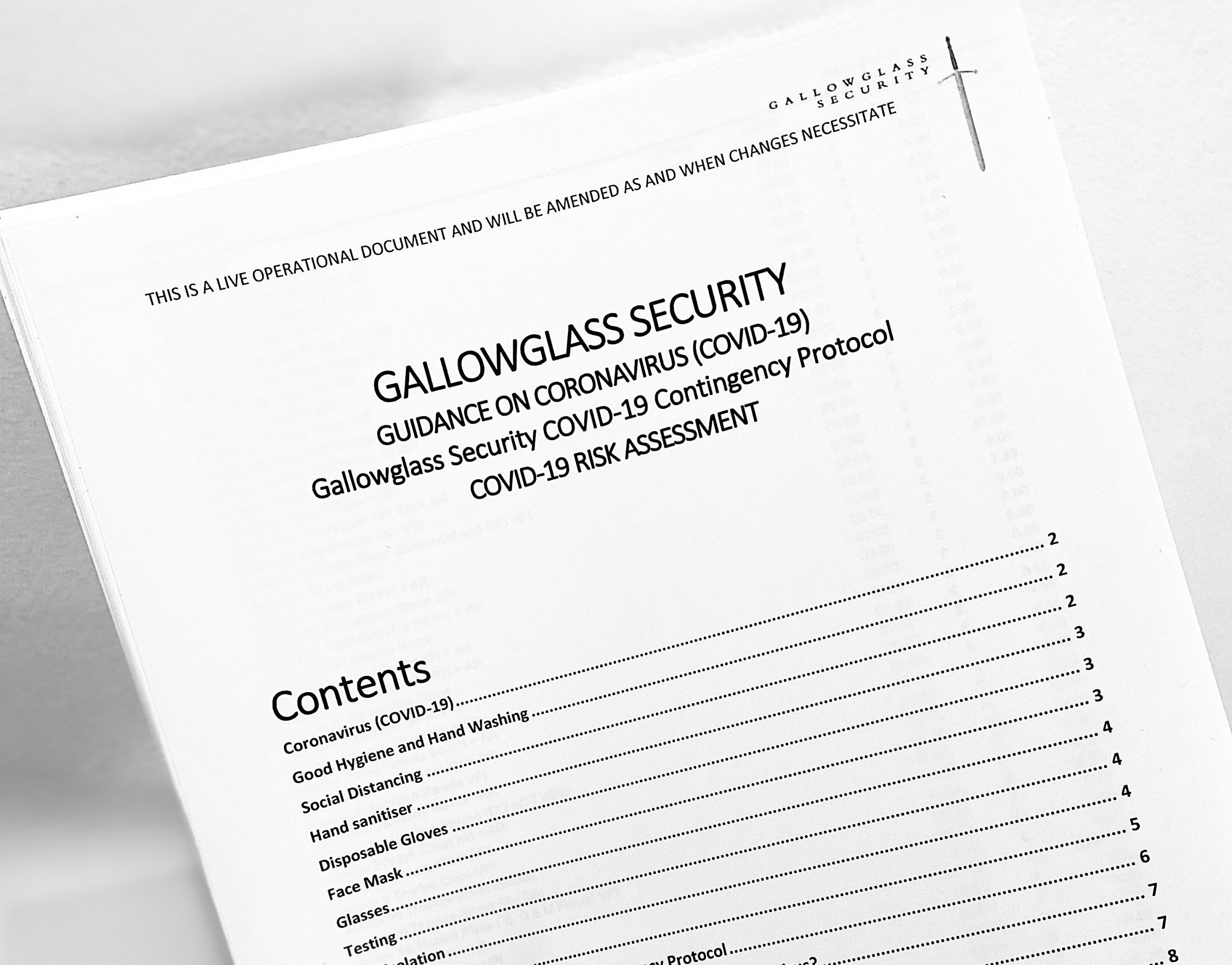 Gallowglass Security Health and Safety advice for COVID 19